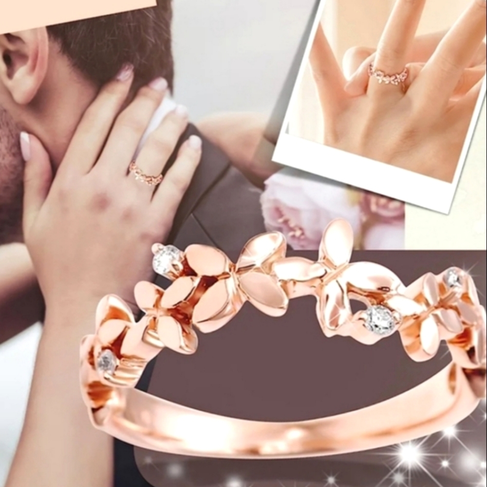 Rose Gold Floral Engagement Ring